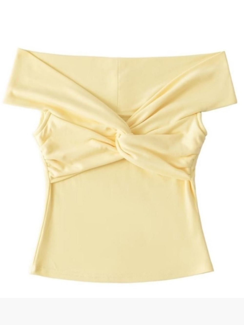 Woman’s Pale Yellow Twist-Front Sleeveless Top